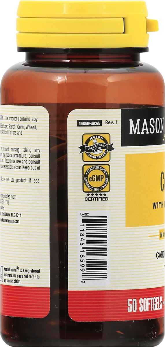 slide 3 of 9, Mason Natural Co Q10 with L-Carnitine - Healthy Heart and Cellular Energy Production, Antioxidant Supplement for Cardiovascular Health, 50 Softgels, 50 ct