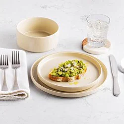 Hy-Vee Seasons Avant Garde Dinnerware In Linen, Set Of 12