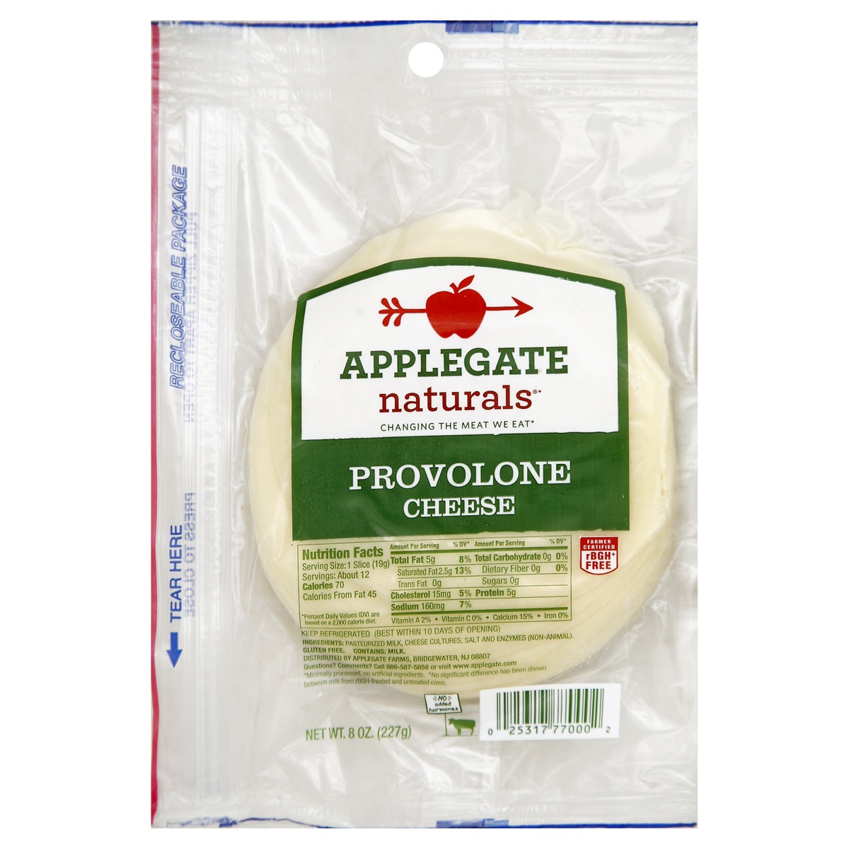 slide 1 of 1, Applegate Cheese 8 oz, 8 oz