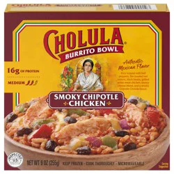 Cholula Smoky Chipotle Chicken Frozen Burrito Bowl, 9.0 oz
