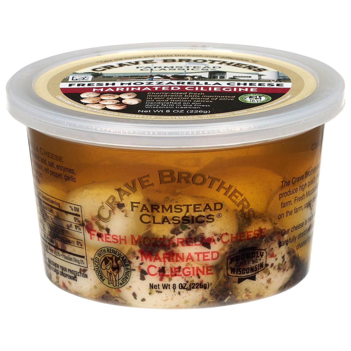 slide 3 of 4, Crave Brothers Farmstead Classics Marinated Ciliegine Fresh Mozzarella Cheese 8 oz, 8 oz