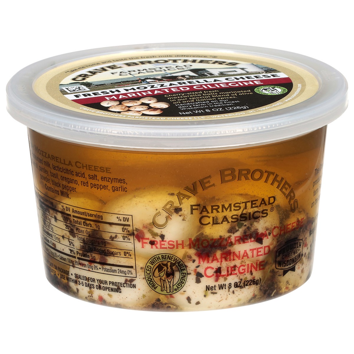 slide 2 of 4, Crave Brothers Farmstead Classics Marinated Ciliegine Fresh Mozzarella Cheese 8 oz, 8 oz