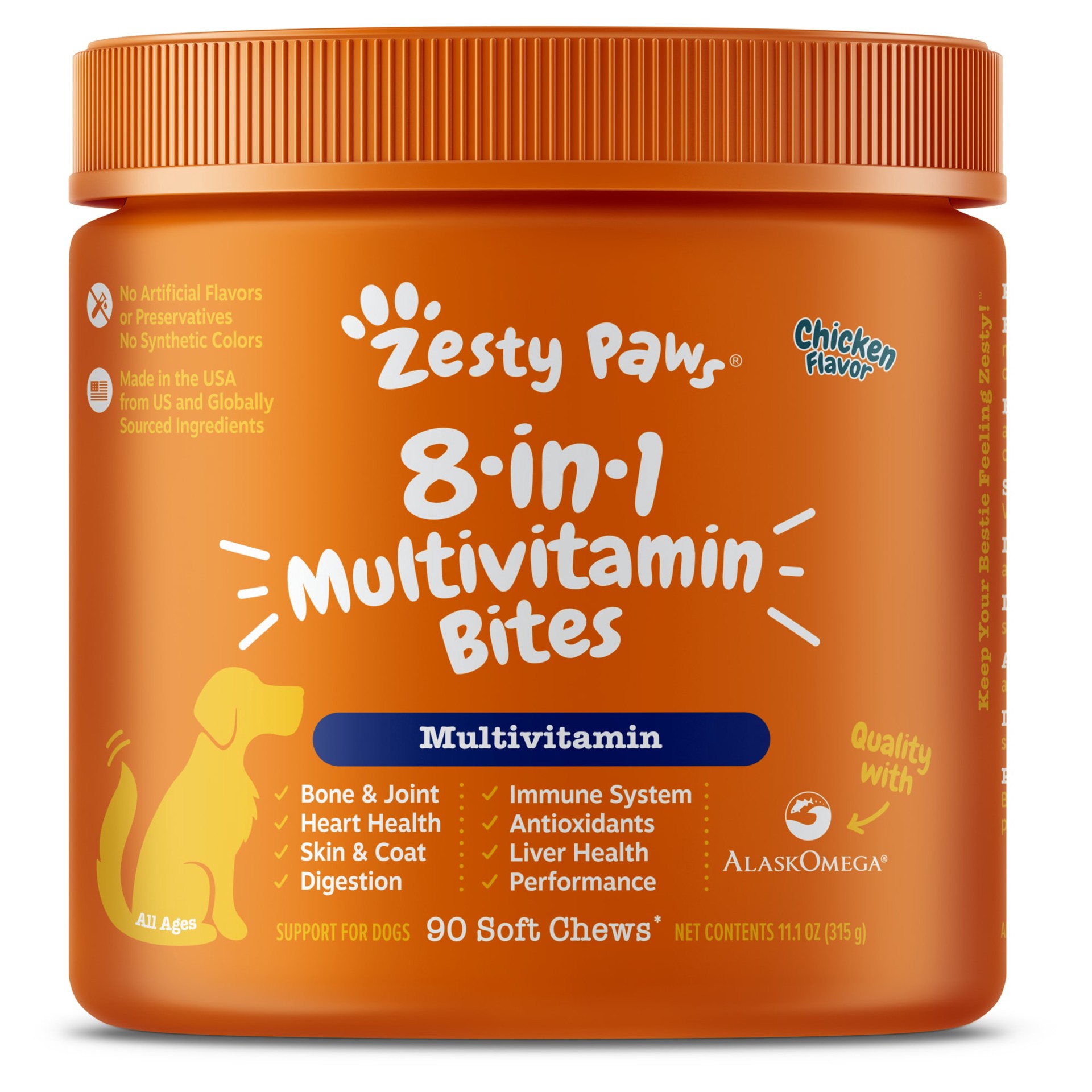 slide 1 of 1, Zesty Paws 8-in-1 Multivitamin Bites Chicken Flavor Dog Supplement - 90 ct, 90 ct