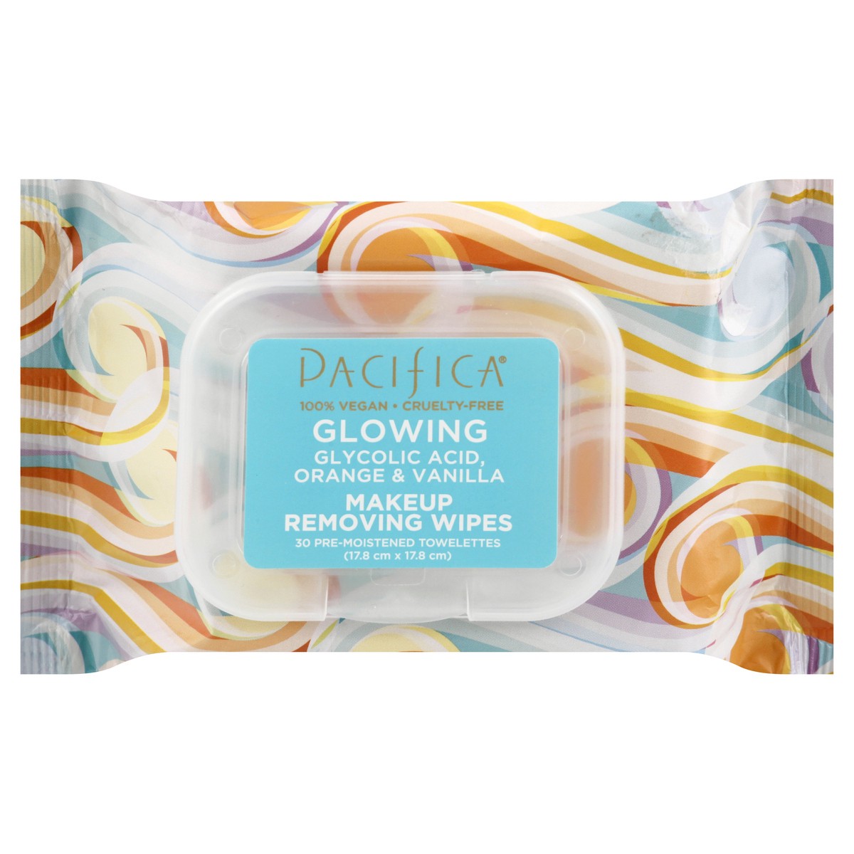 slide 1 of 9, Pacifica Pre-Moistened Makeup Removing Wipes Glowing Glycolic Acid, Orange & Vanilla Towelettes 30 ea, 30 ct