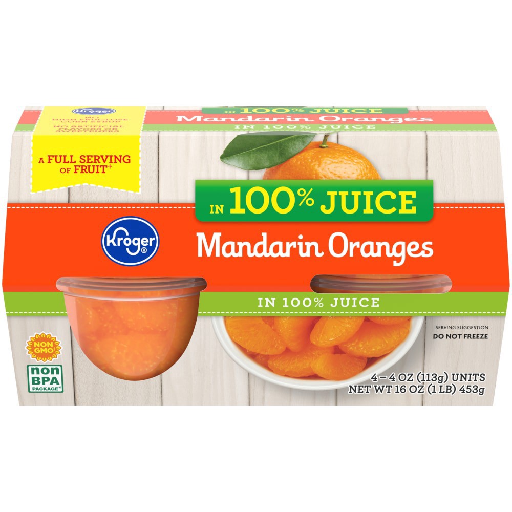 slide 3 of 3, Kroger Mandarin Oranges In 100% Juice 4 Count, 16 oz
