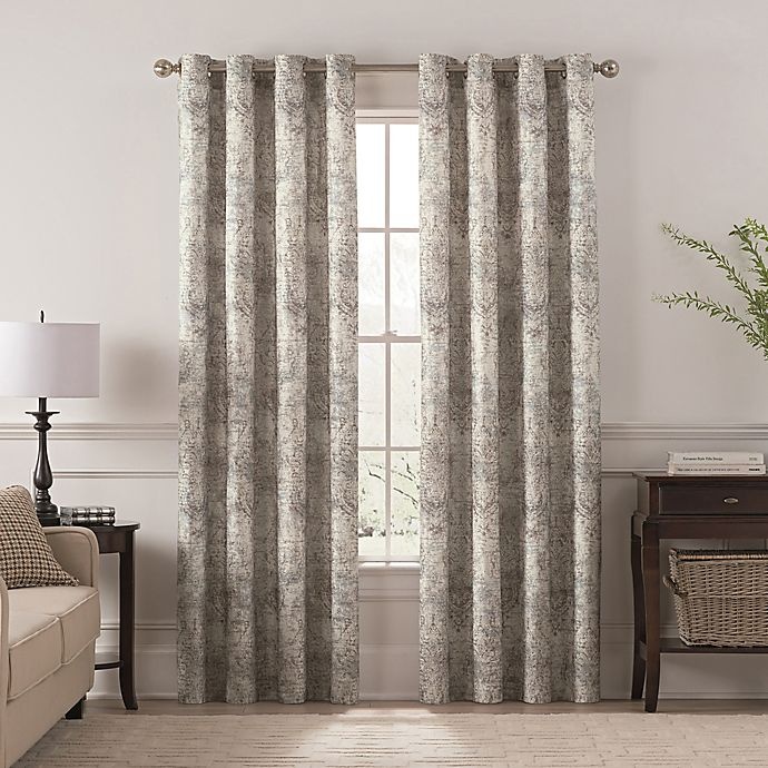 slide 1 of 1, Chantal Printed Grommet Room Darkening Window Curtain Panel - Grey, 95 in