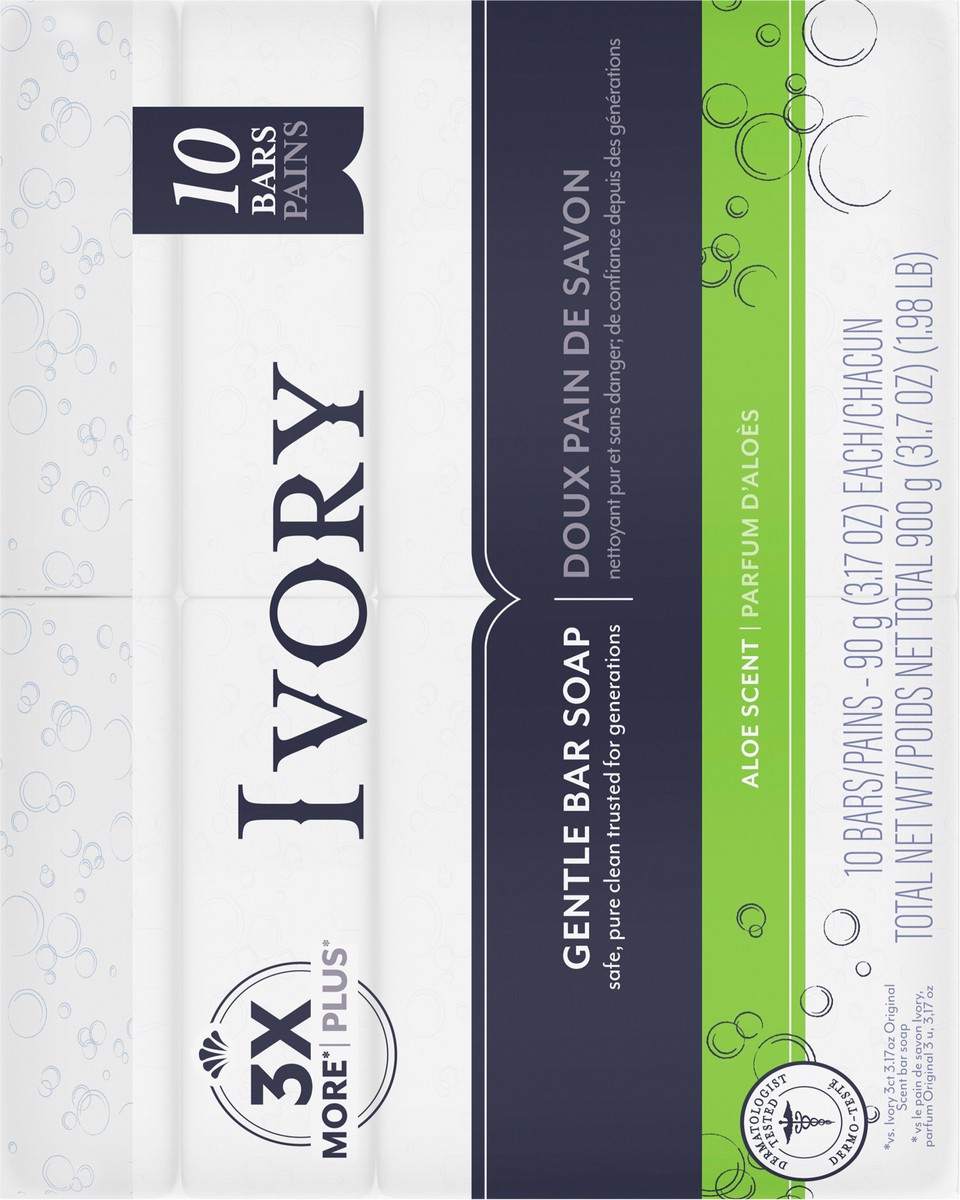 slide 2 of 3, Ivory Gentle Bar Soap Original Scent 3.17 Oz., 10 Count, 10 ct