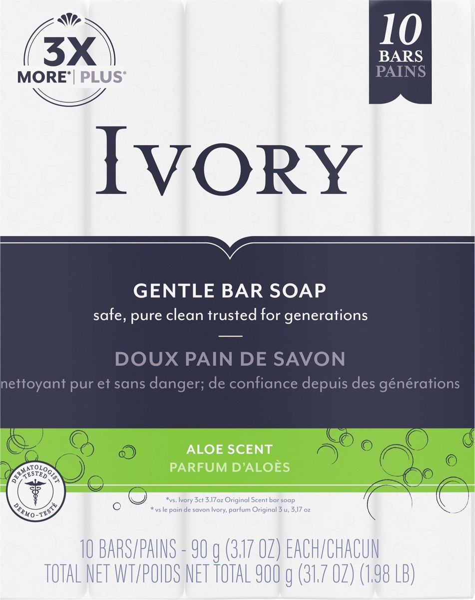 slide 3 of 3, Ivory Gentle Bar Soap Original Scent 3.17 Oz., 10 Count, 10 ct