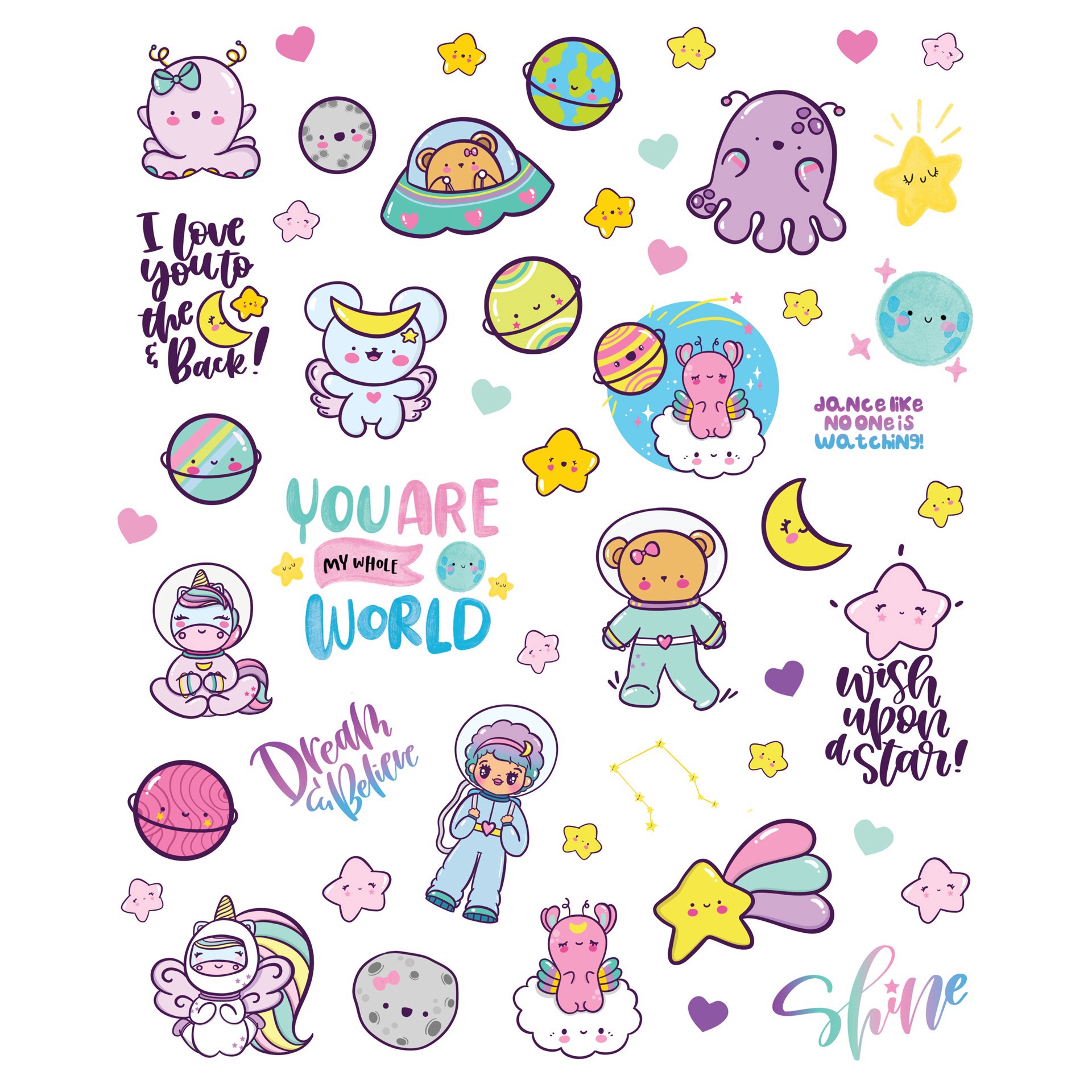 slide 6 of 6, Faber-Castell Galaxy Lettering Kit, metallic blueberry, pink sapphire and metallic mint