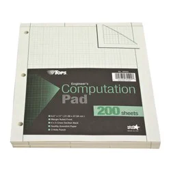 TOPS 8 1/2 x 11 Engineering Computation Pad, Quadrille Rule - Green per Pad