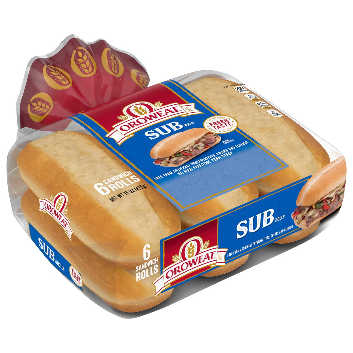 slide 6 of 11, Oroweat Sub White Rolls, 6 count, 15 oz, 6 ct