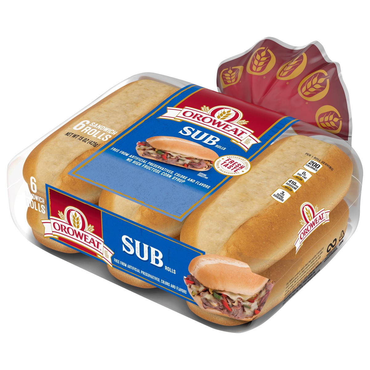 slide 2 of 11, Oroweat Sub White Rolls, 6 count, 15 oz, 6 ct