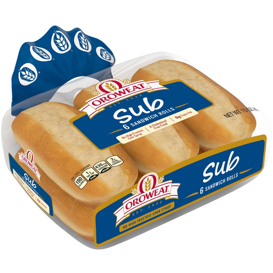 slide 3 of 9, Oroweat Steak Sub Rolls, 6 ct
