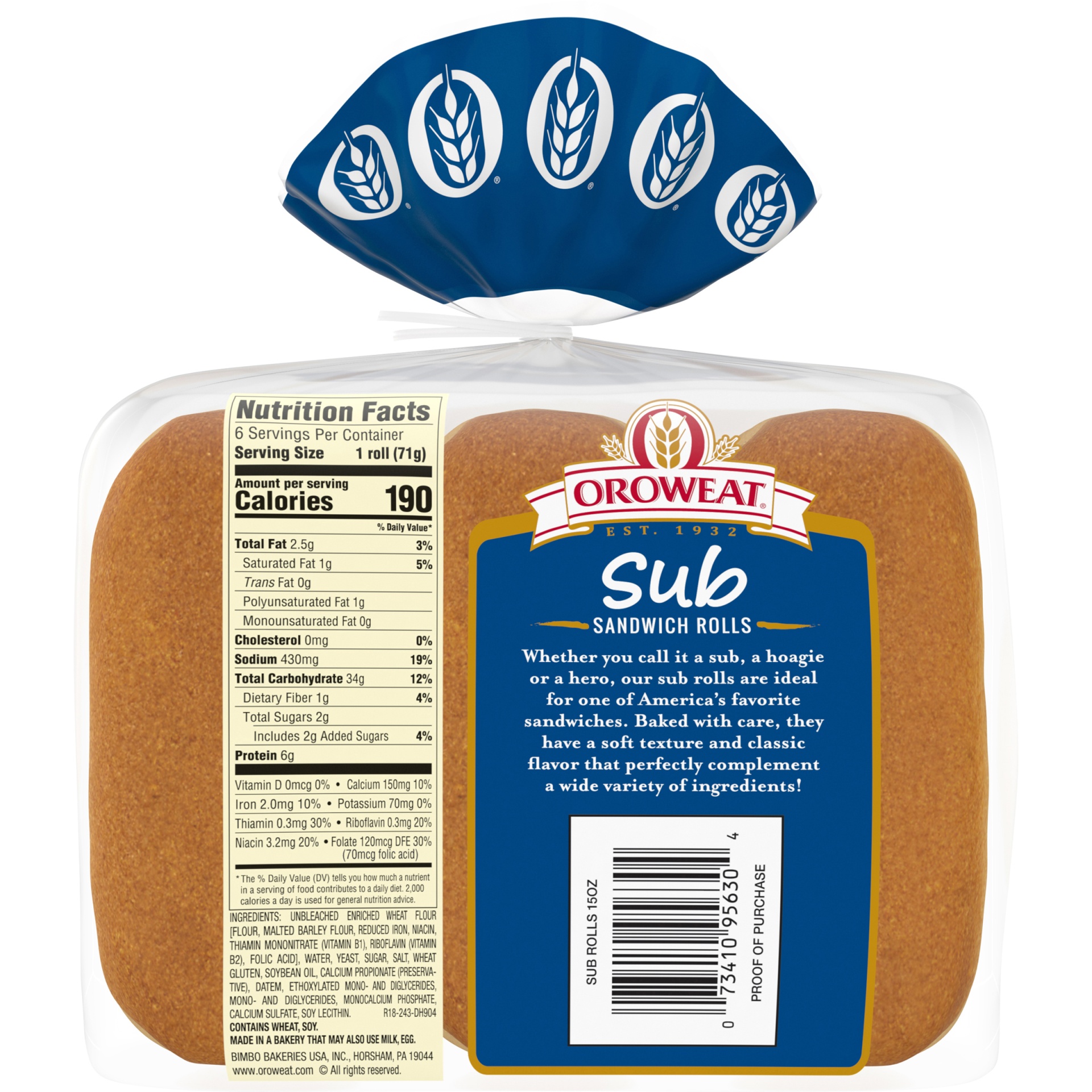 slide 7 of 9, Oroweat Steak Sub Rolls, 6 ct