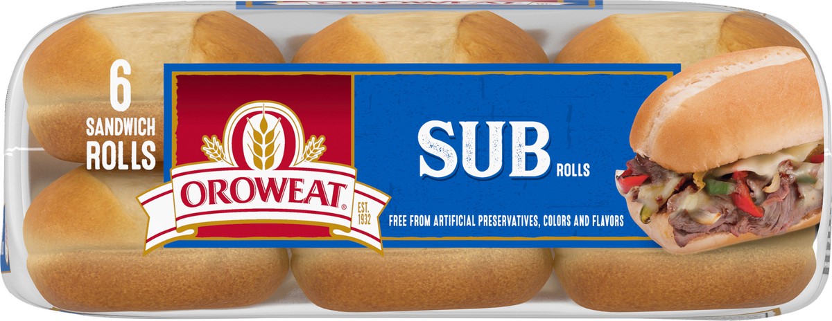 slide 8 of 11, Oroweat Sub White Rolls, 6 count, 15 oz, 6 ct