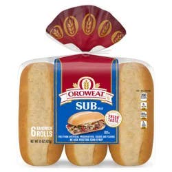 Oroweat Sub White Rolls, 6 count, 15 oz