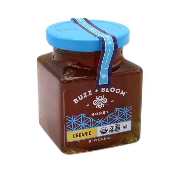 slide 1 of 1, Buzz + Bloom Organic Honey Glass Jar, 12 oz