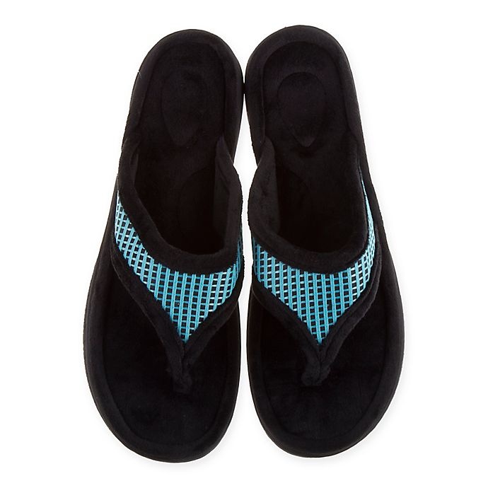 slide 1 of 1, Therapedic Large Women's Thong Slippers - Aqua, 1 ct