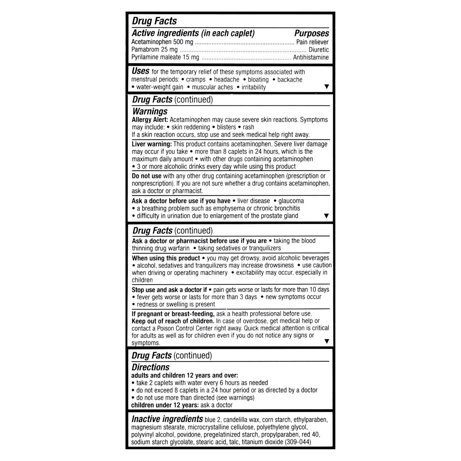 slide 2 of 5, Pamprin Multi-Symptom Relief 40 Caplets, 40 ct