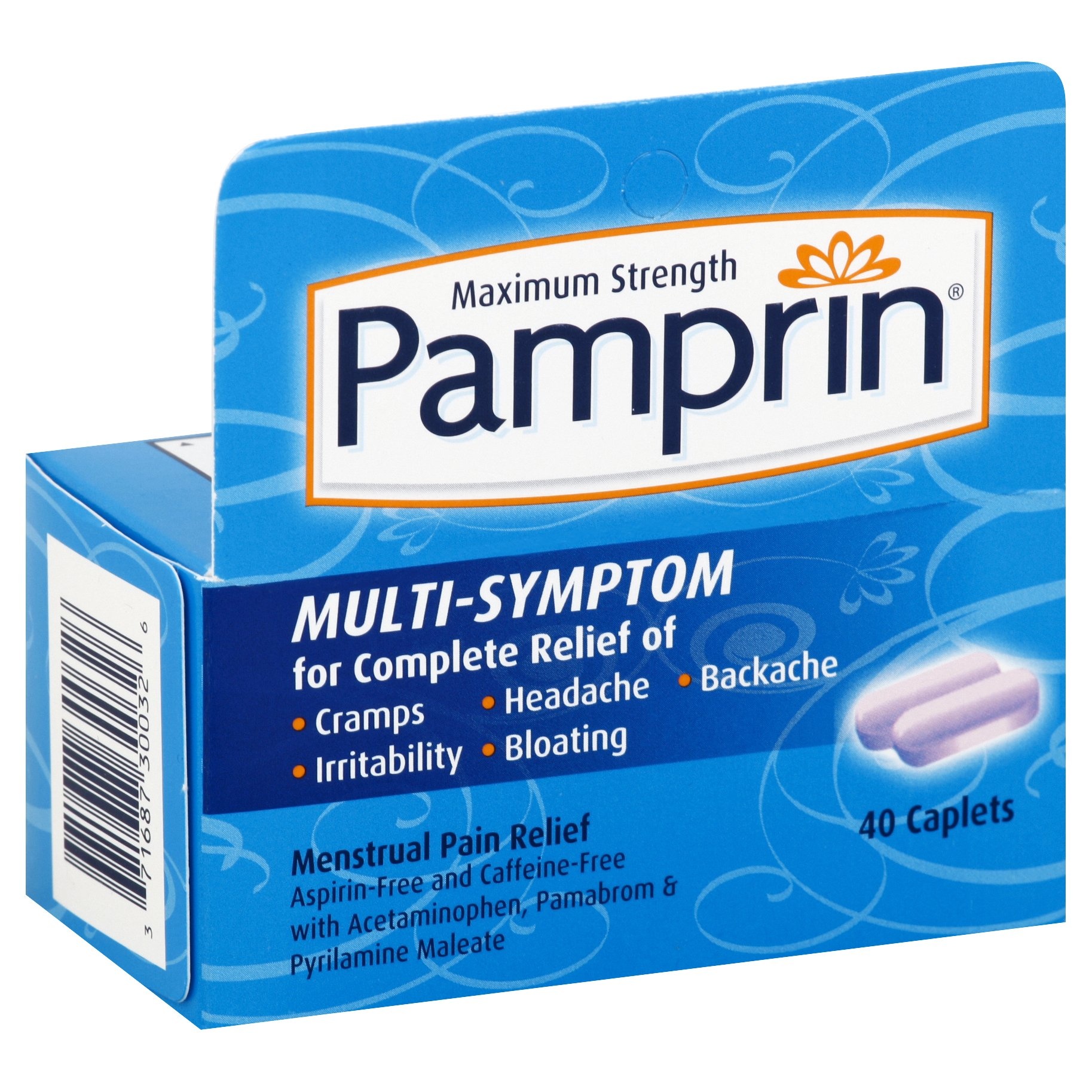 slide 1 of 3, Pamprin Multi-Symptom Menstrual Pain Relief Tablets - Acetaminophen, 40 ct