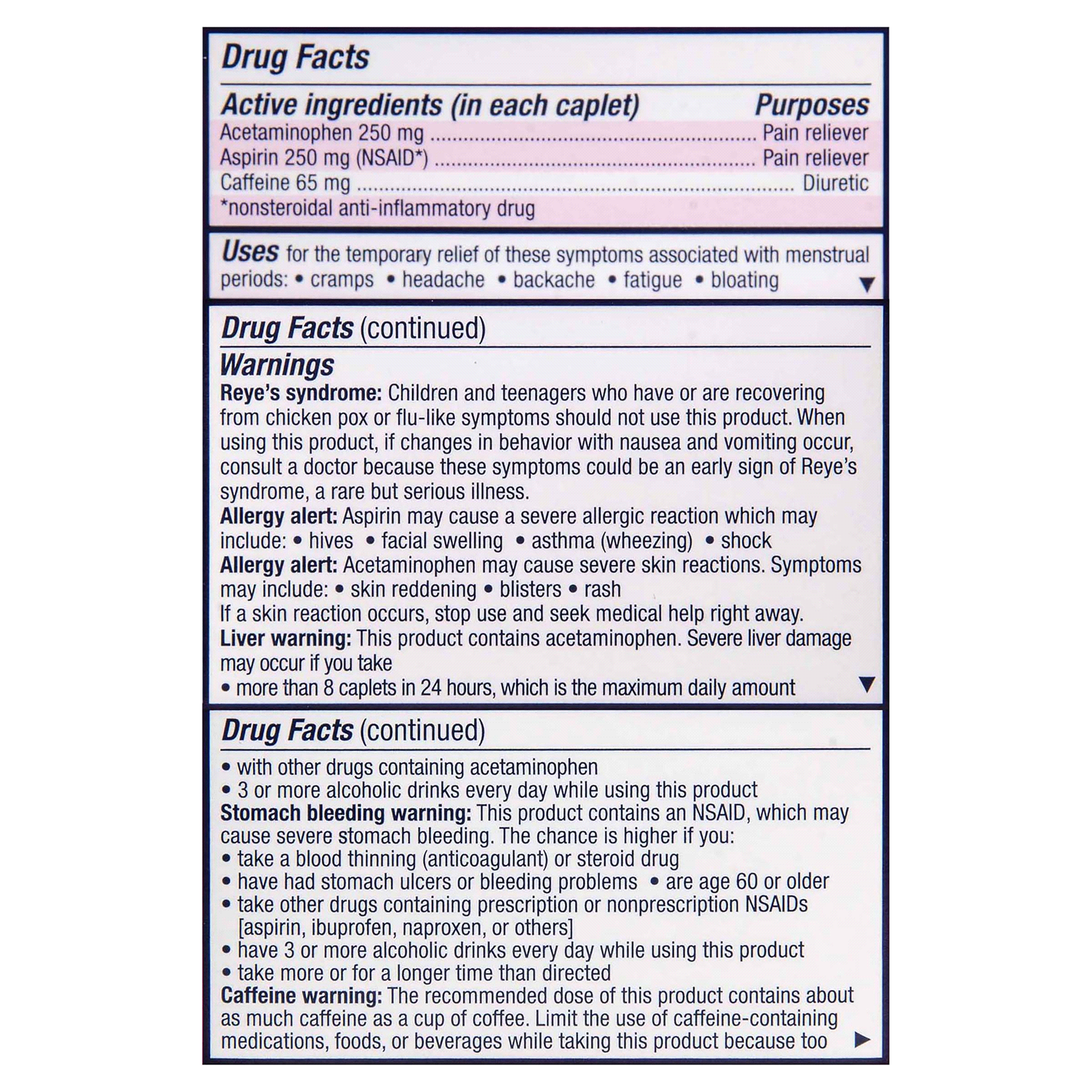 slide 2 of 5, Pamprin Maximum Strength Pain + Energy Menstrual Pain Relief Caplets, 24 Ct., 24 ct