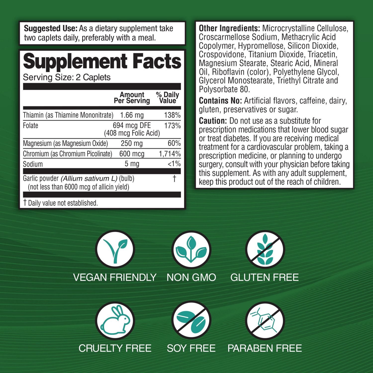 slide 5 of 9, Garlique Healthy Blood Sugar Formula 60 Caplets, 60 ct