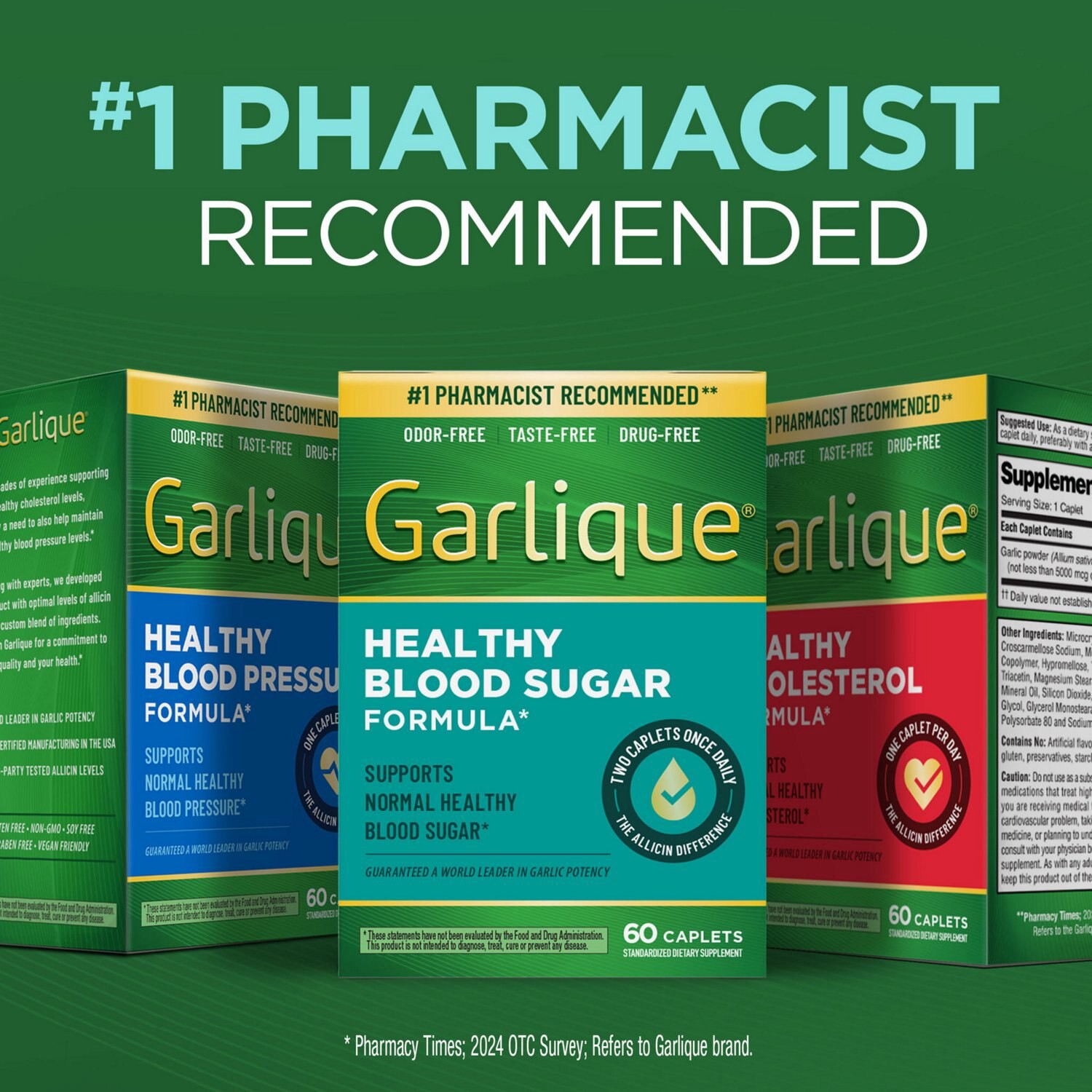 slide 2 of 9, Garlique Healthy Blood Sugar Formula 60 Caplets, 60 ct