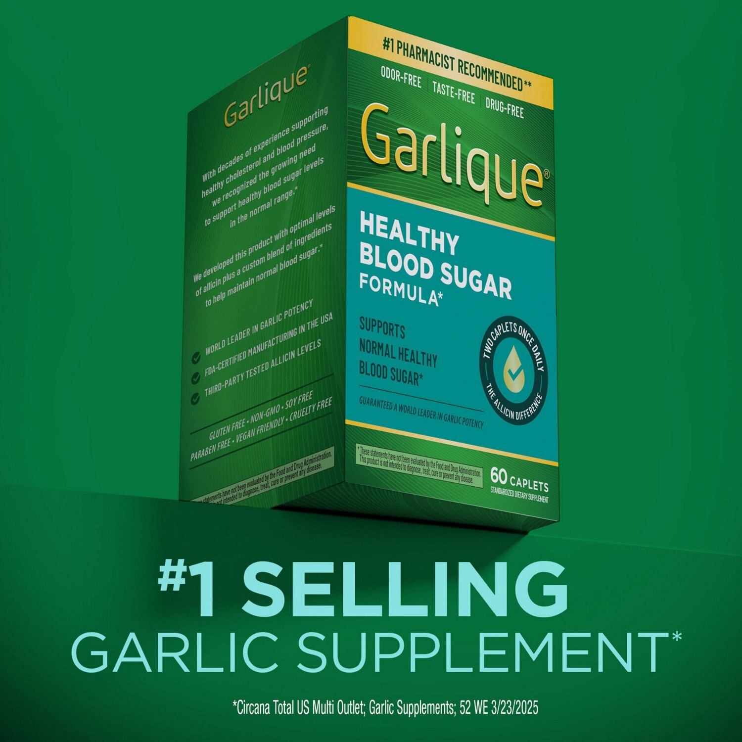 slide 3 of 9, Garlique Healthy Blood Sugar Formula 60 Caplets, 60 ct