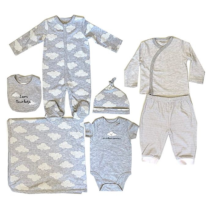 slide 1 of 1, Sterling Baby Newborn Cloud Starter Layette Set - Grey, 7 ct