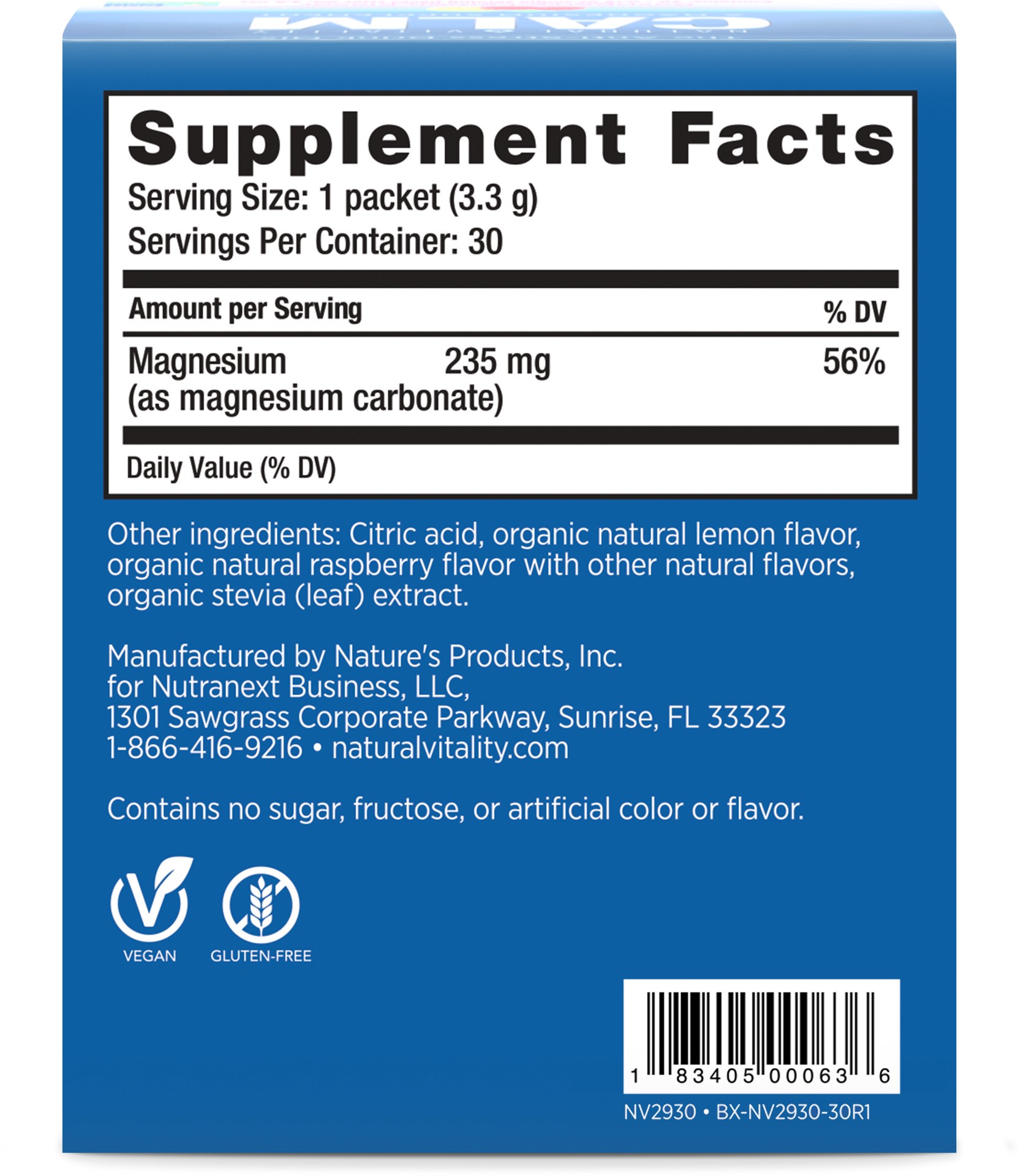 slide 3 of 5, Natural Vitality CALM Raspberry Lemon Flavored Magnesium Supplement Drink Mix, 0.12 oz., 30 Packets, 30 ct