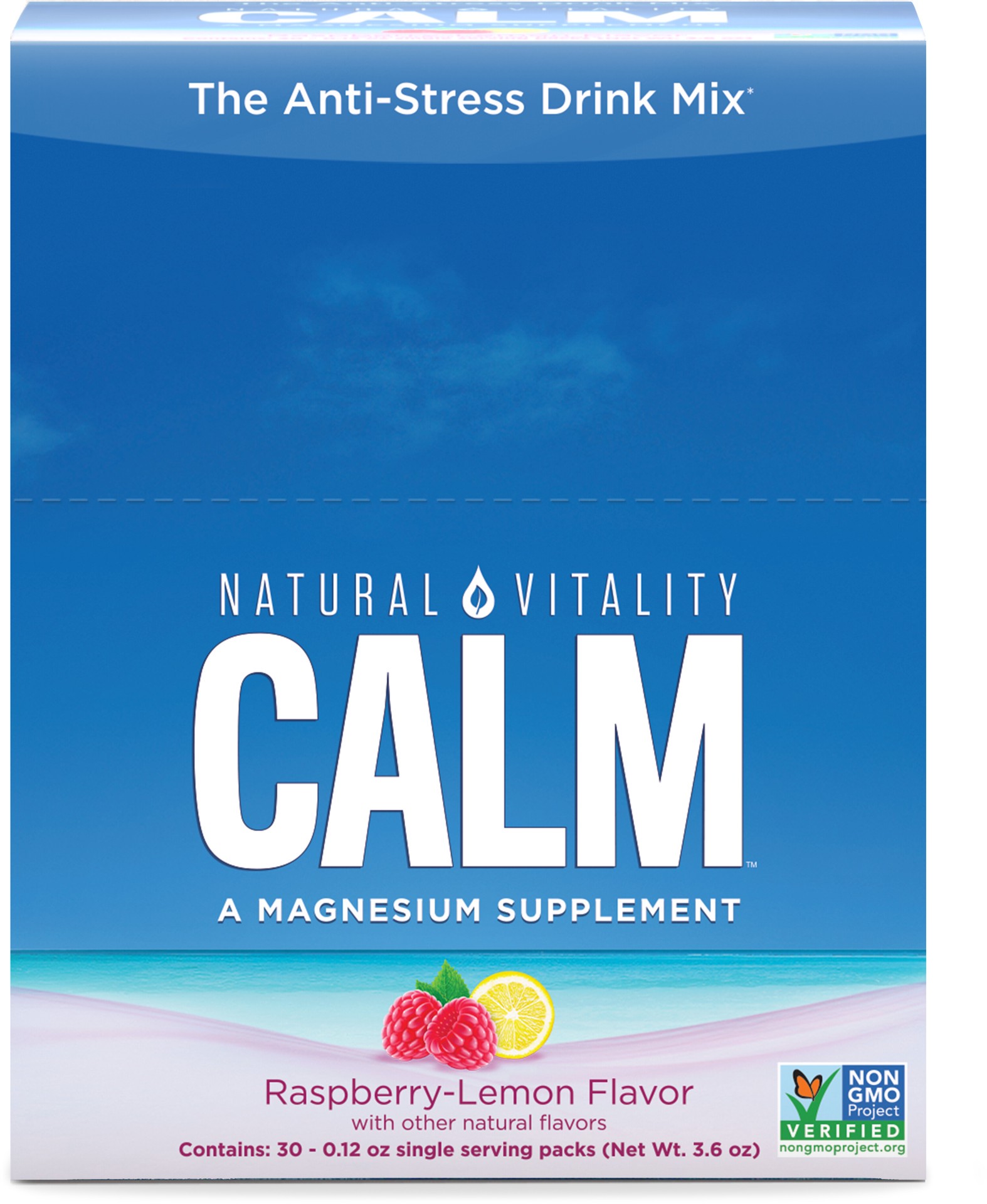 slide 1 of 5, Natural Vitality CALM Raspberry Lemon Flavored Magnesium Supplement Drink Mix, 0.12 oz., 30 Packets, 30 ct