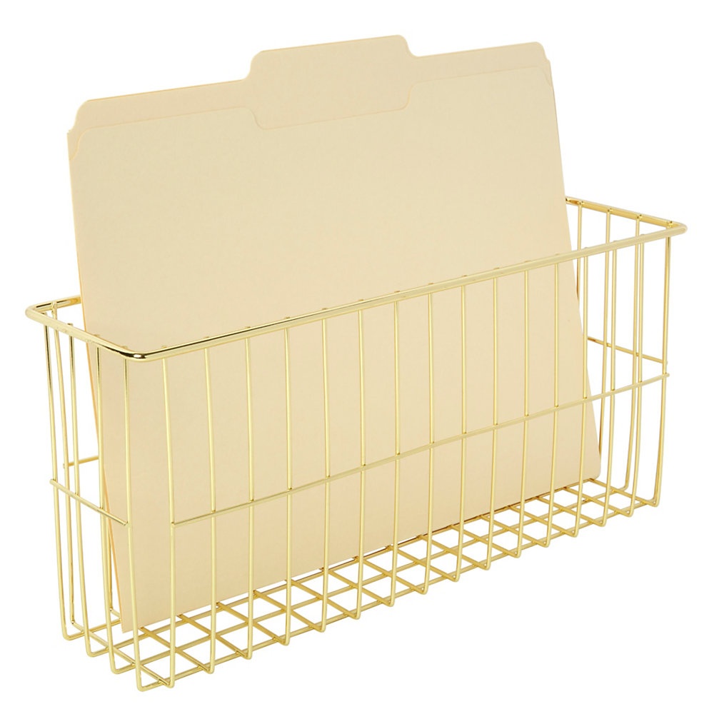 slide 1 of 1, Realspace Metal Wire Hanging File, 13''H X 3-15/16''W X 5-15/16''D, 100% Recycled, Gold, 1 ct