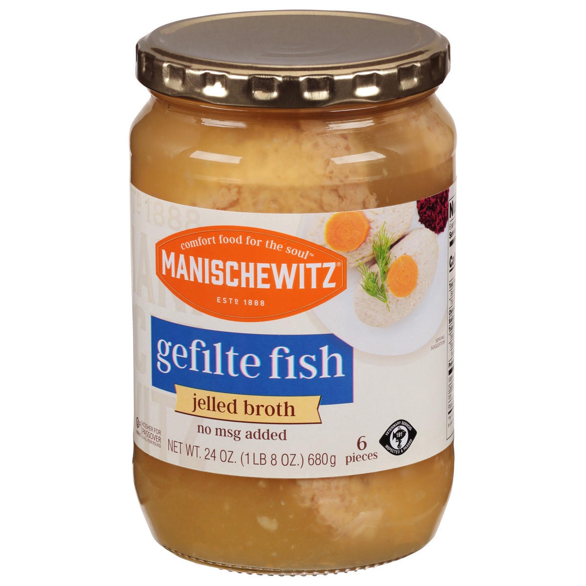 slide 3 of 9, Manischewitz Gefilte Fish In Jelled Broth, 24 oz