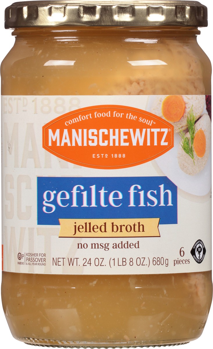 slide 6 of 9, Manischewitz Gefilte Fish In Jelled Broth, 24 oz