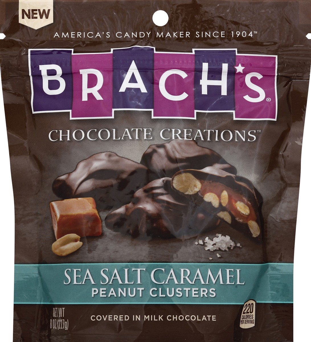 slide 5 of 6, Brach's Chocolate Creations Sea Salt Caramel Peanut Clusters, 8 oz