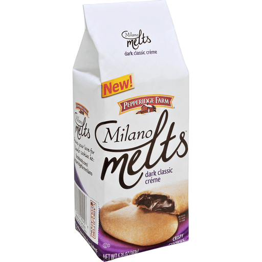 slide 1 of 1, Pepperidge Farm Milano Melts Dark Classic Creme Cookies Stand-Up Bag, 5.75 oz