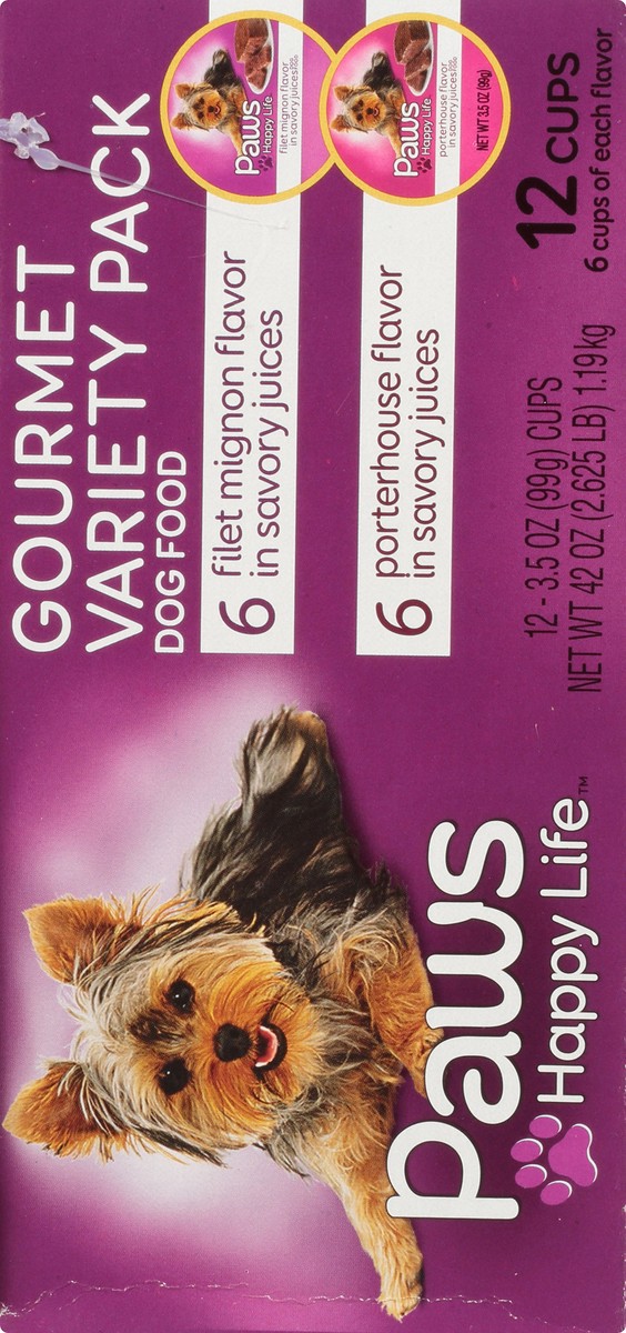 slide 2 of 12, Paws Happy Life Gourmet Filet Mignon Flavor/Porterhouse Flavor Dog Food Variety Pack 12 ea, 12 ct