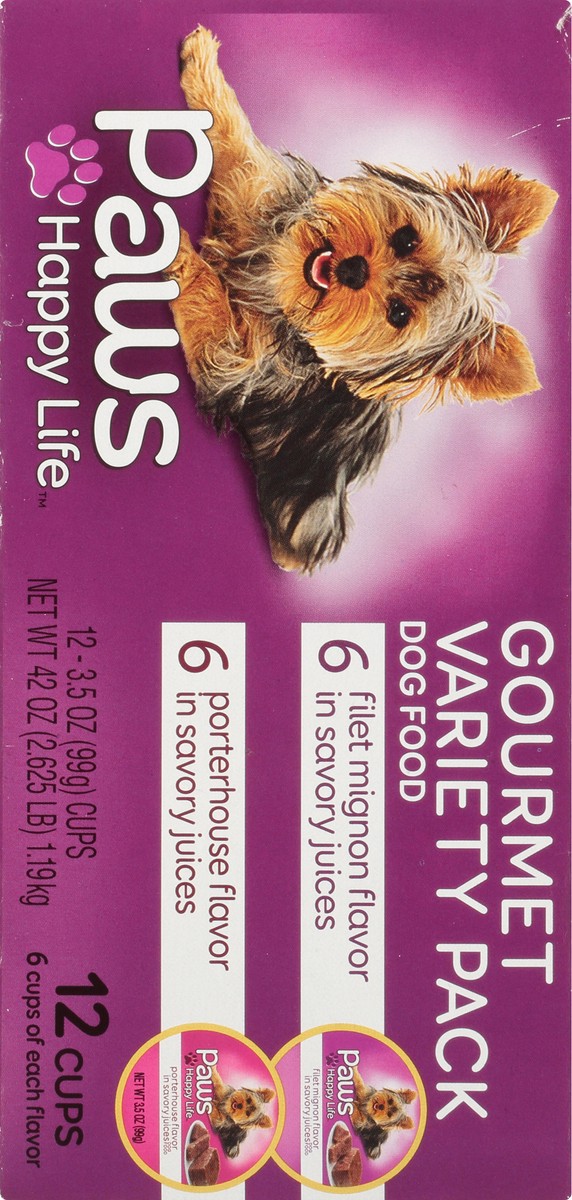 slide 11 of 12, Paws Happy Life Gourmet Filet Mignon Flavor/Porterhouse Flavor Dog Food Variety Pack 12 ea, 12 ct