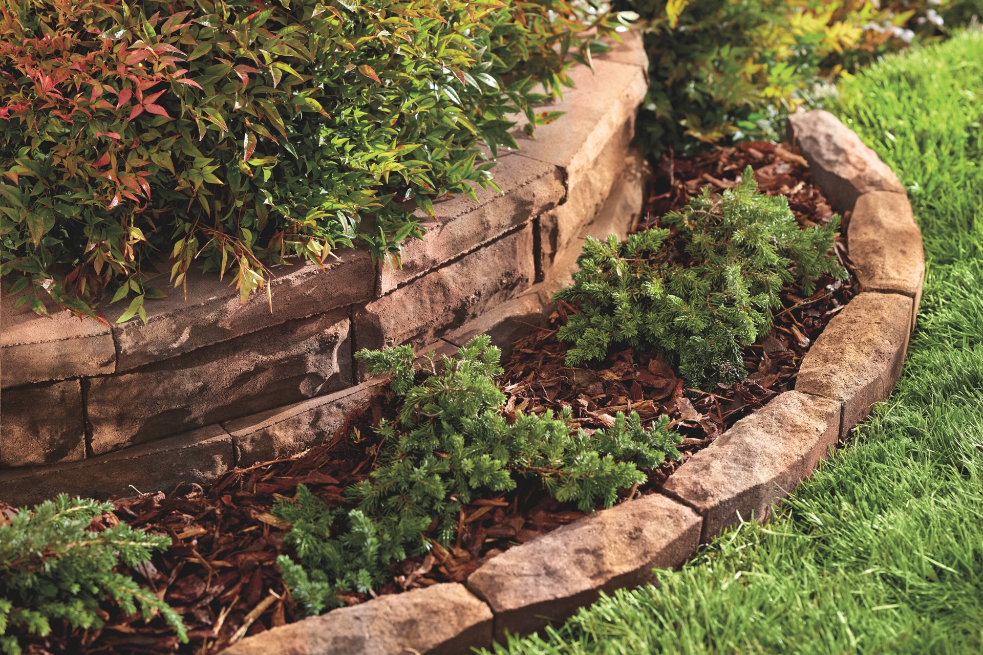 slide 3 of 4, 2.0-in H x 12.0-in L x 8.0-in D Harvest blend Concrete Retaining wall cap, 1 ct