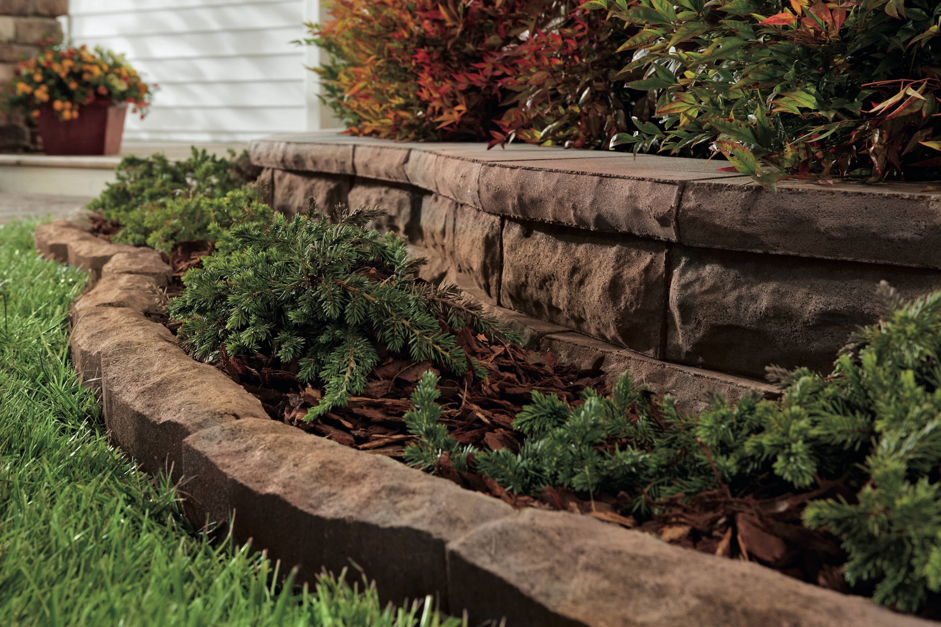 slide 4 of 4, 2.0-in H x 12.0-in L x 8.0-in D Harvest blend Concrete Retaining wall cap, 1 ct