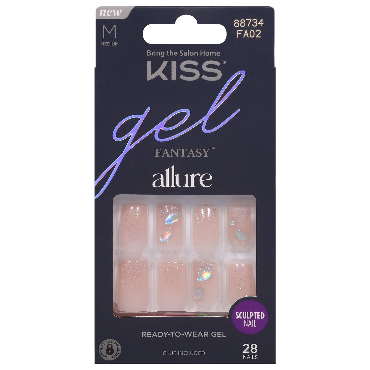 slide 12 of 12, Kiss Fantasy Gel Allure Nails Medium 28 ea, 31 ct