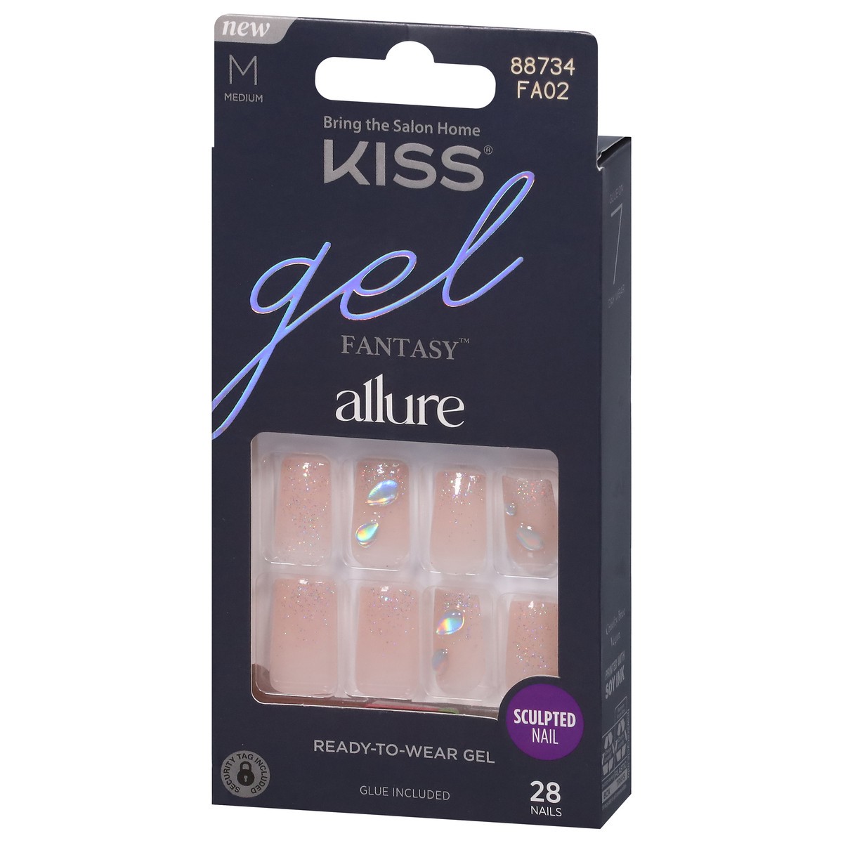 slide 2 of 12, Kiss Fantasy Gel Allure Nails Medium 28 ea, 31 ct