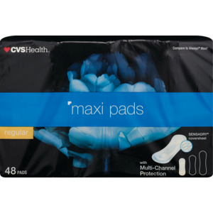 slide 1 of 1, CVS Health Regular Maxi Pads Without Wings, 48 ct