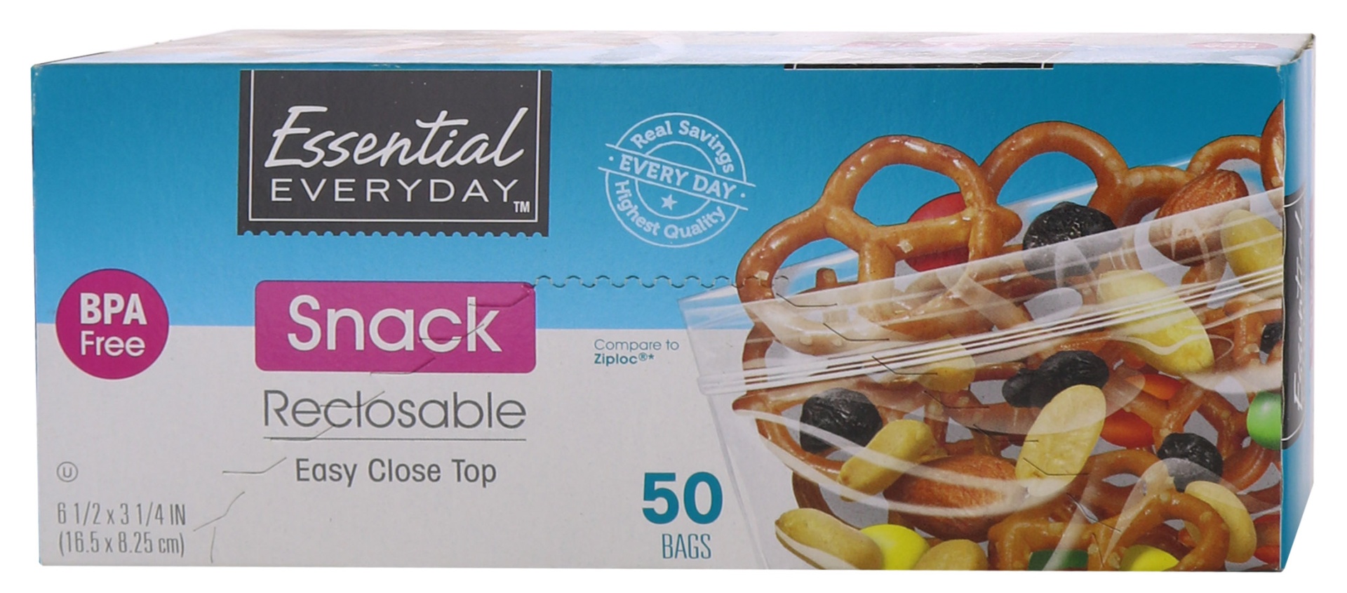 slide 1 of 1, Essential Everyday Snack Reclosable Bag, 50 ct