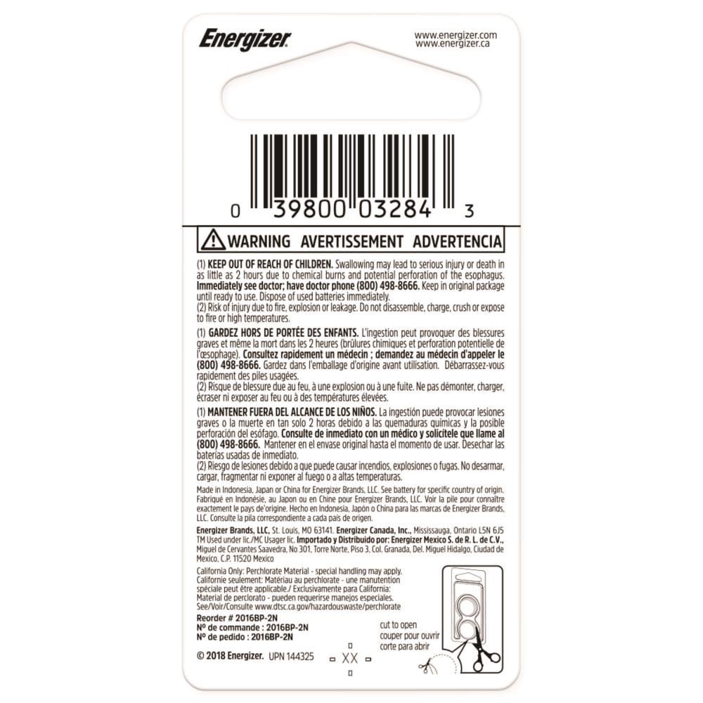 slide 2 of 6, Energizer Lithium CR2016 Coin Batteries 2 -Pack, 1 ct