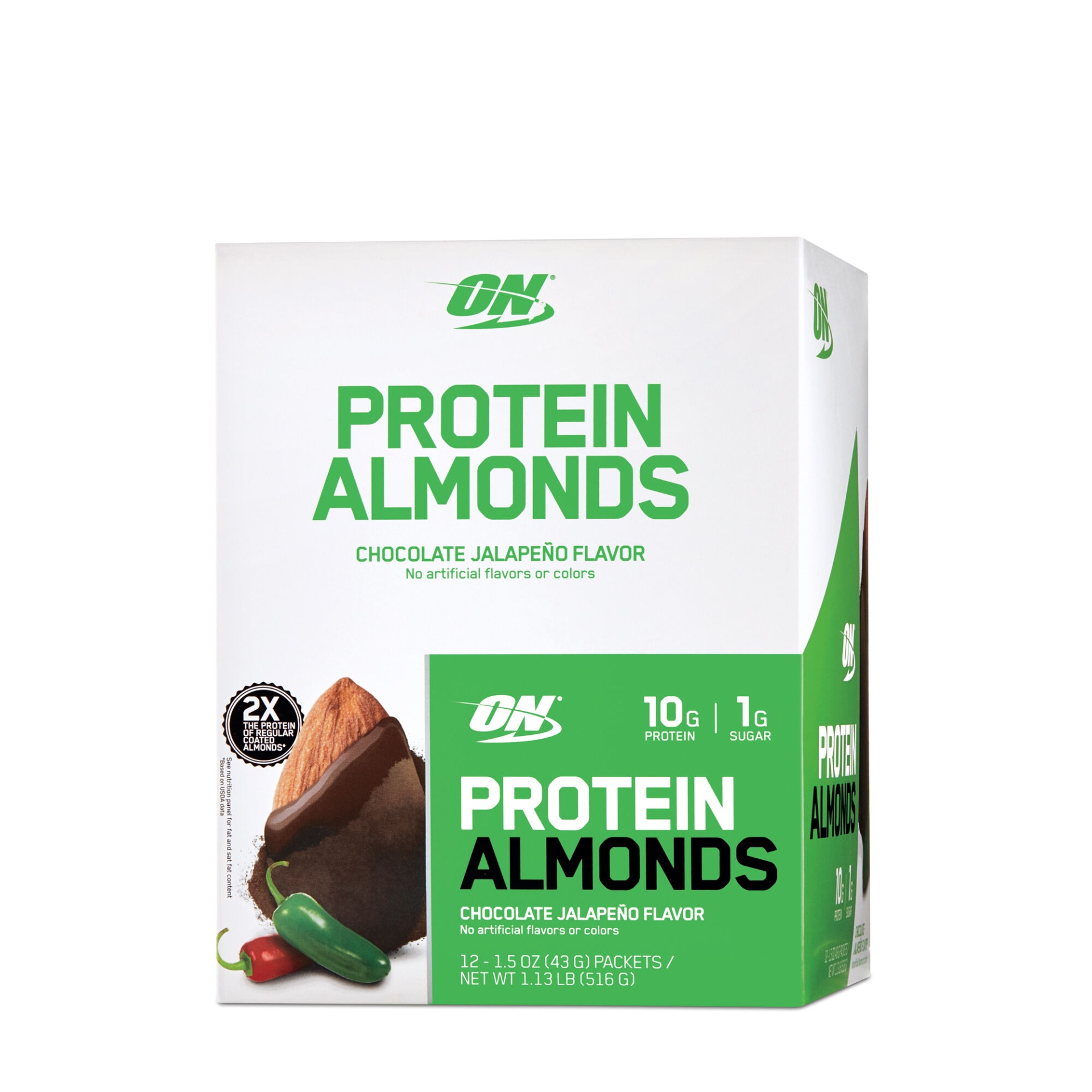 slide 1 of 1, Optimum Nutrition Protein Almonds - Chocolate Jalapeo Flavor, 12 ct