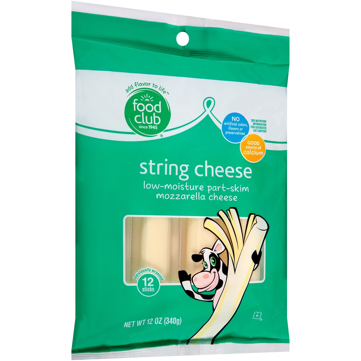 slide 5 of 11, Food Club Mozzarella Low-Moisture Part-Skim String Cheese, 12 oz