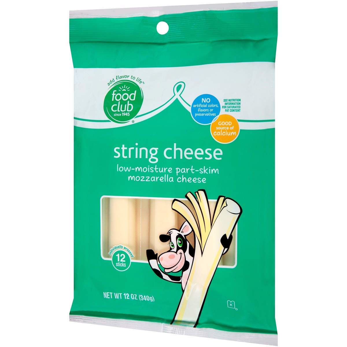 slide 11 of 11, Food Club Mozzarella Low-Moisture Part-Skim String Cheese, 12 oz