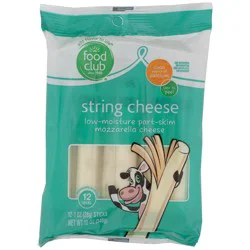 Food Club Low-Moisture Part-Skim Mozzarella String Cheese 12 ea