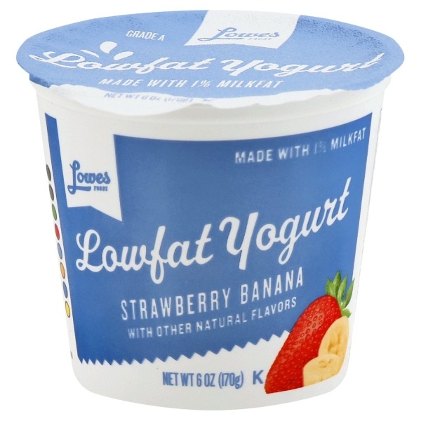 slide 1 of 1, Lowes Foods Low Fat Strawberry Banana Yogurt, 6 oz